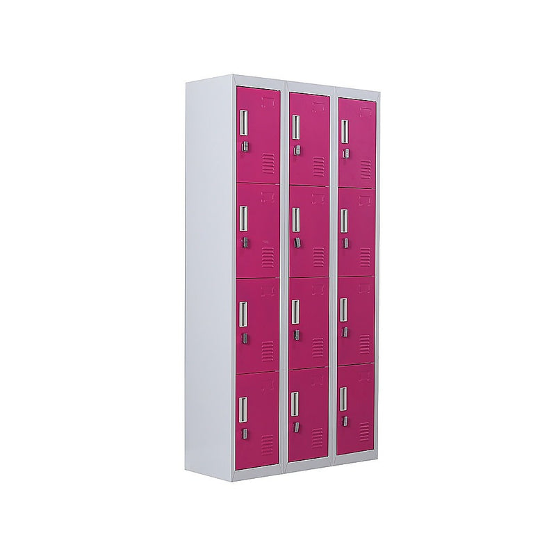 12-Door Locker for Office Gym Shed School Home Storage - Padlock-operated