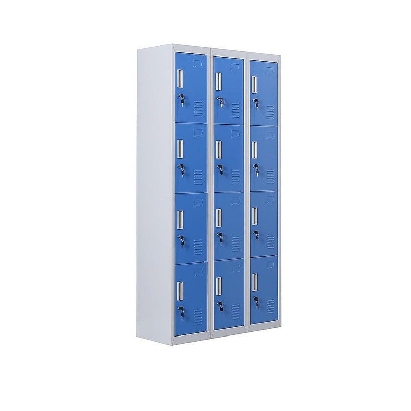 12-Door Locker for Office Gym Shed School Home Storage - Standard Lock with Keys