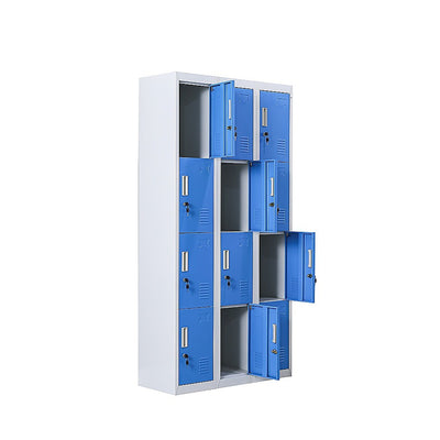 12-Door Locker for Office Gym Shed School Home Storage - Standard Lock with Keys