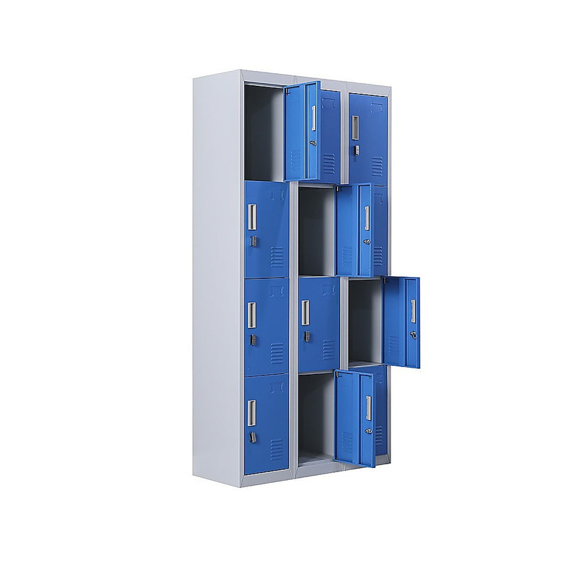 12-Door Locker for Office Gym Shed School Home Storage - Padlock-operated