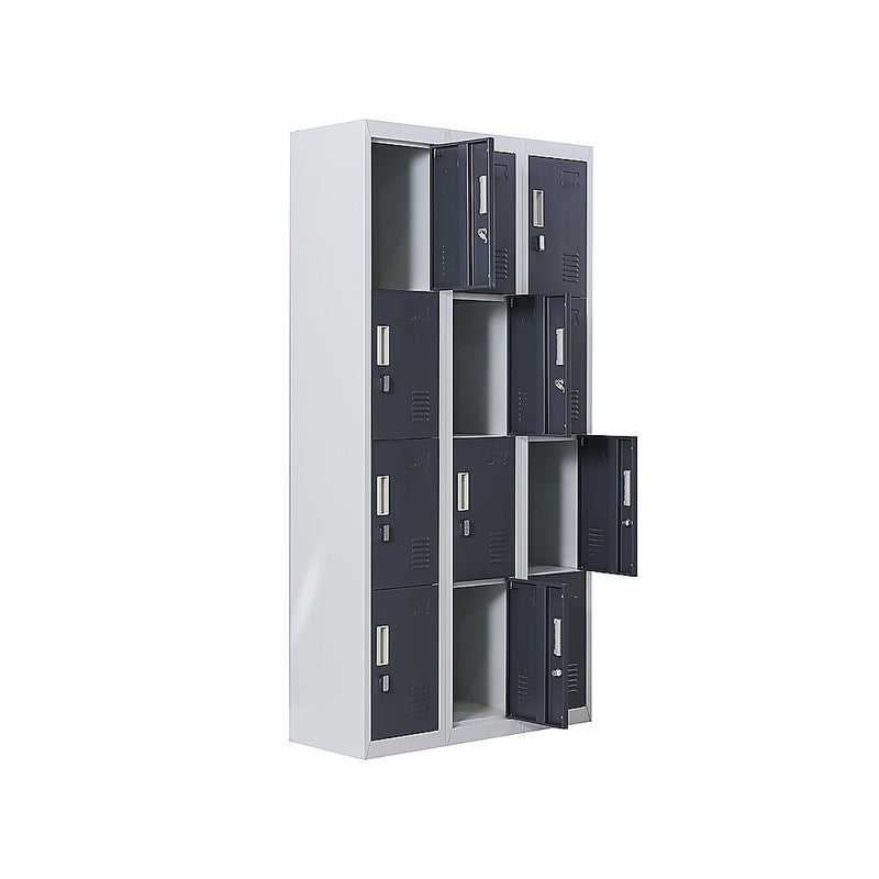 12-Door Locker for Office Gym Shed School Home Storage - Padlock-operated