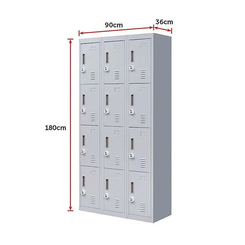 12-Door Locker for Office Gym Shed School Home Storage - 3-Digit Combination Lock