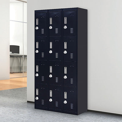 12-Door Locker for Office Gym Shed School Home Storage - 3-Digit Combination Lock