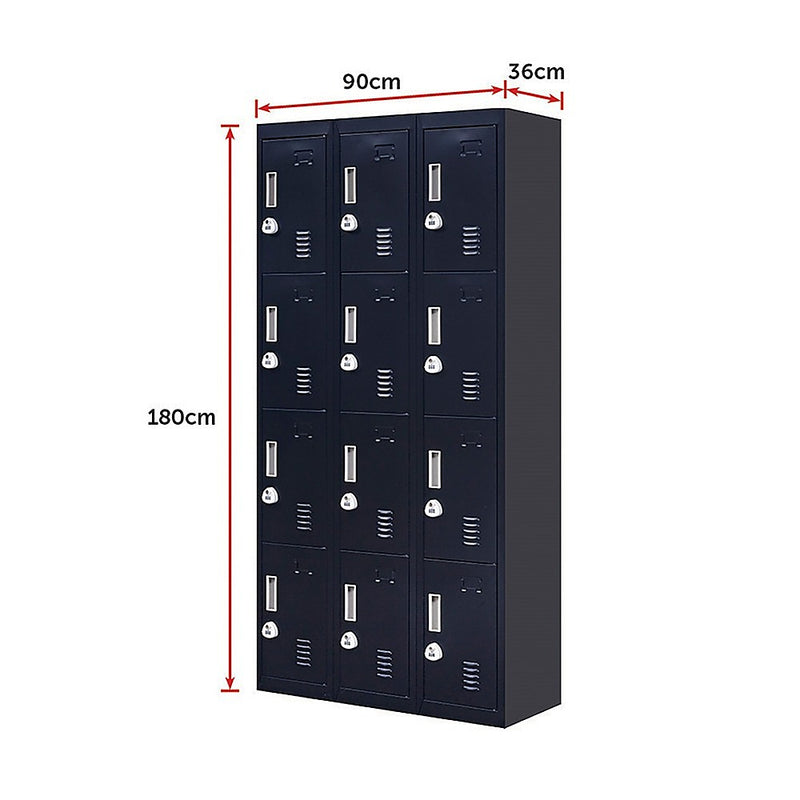 12-Door Locker for Office Gym Shed School Home Storage - 3-Digit Combination Lock