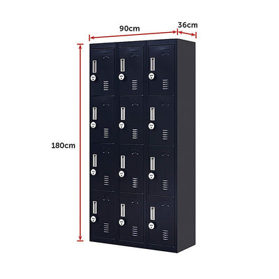 12-Door Locker for Office Gym Shed School Home Storage - 4-Digit Combination Lock