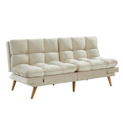 Alexa 3 Seater Velvet Sofa Bed Futon Cream