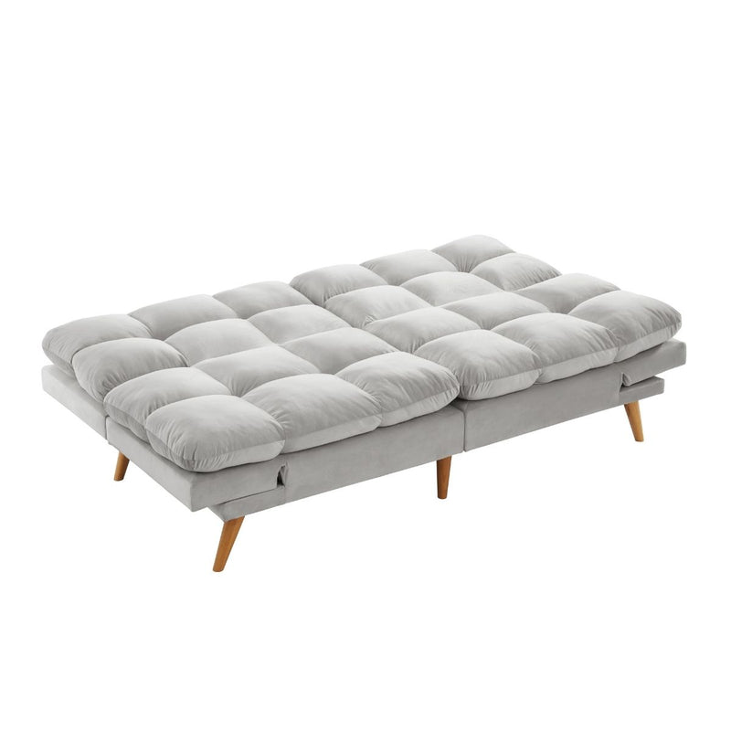 Alexa 3 Seater Velvet Sofa Bed Futon Light Grey