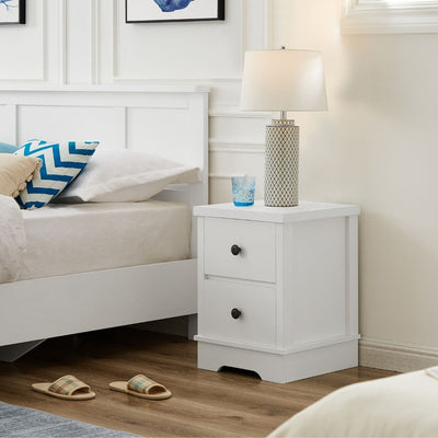 Margaux White Coastal Style Bedside Table