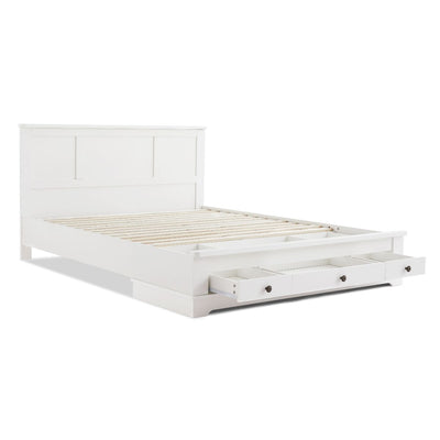 Margaux White Coastal Lifestyle Bedframe with Storage Drawers King