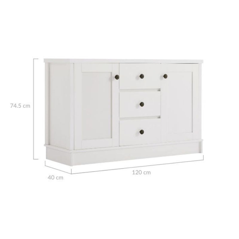 Margaux White Coastal Style Sideboard Buffet Unit