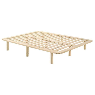 Platform Bed Base Frame Wooden Natural Single Pinewood