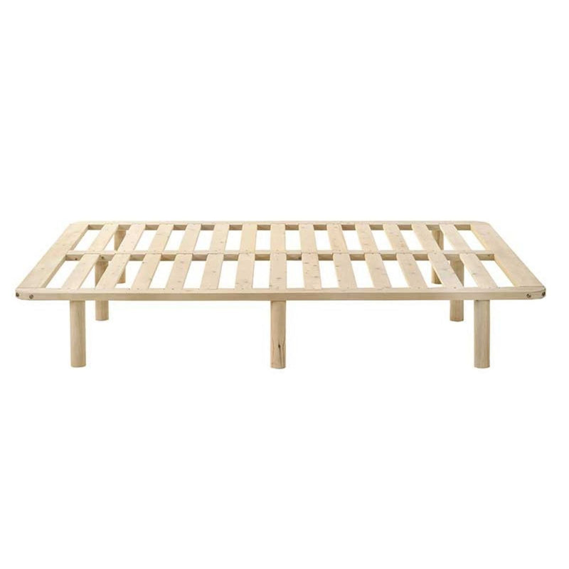 Platform Bed Base Frame Wooden Natural Double Pinewood