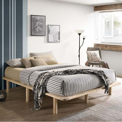 Platform Bed Base Frame Wooden Natural King Pinewood