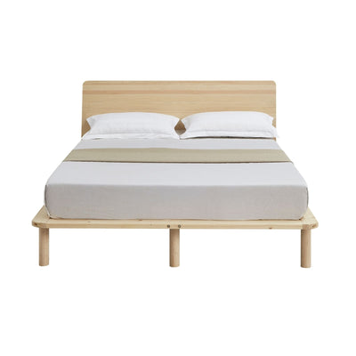 Natural Solid Wood Bed Frame Bed Base with Headboard King