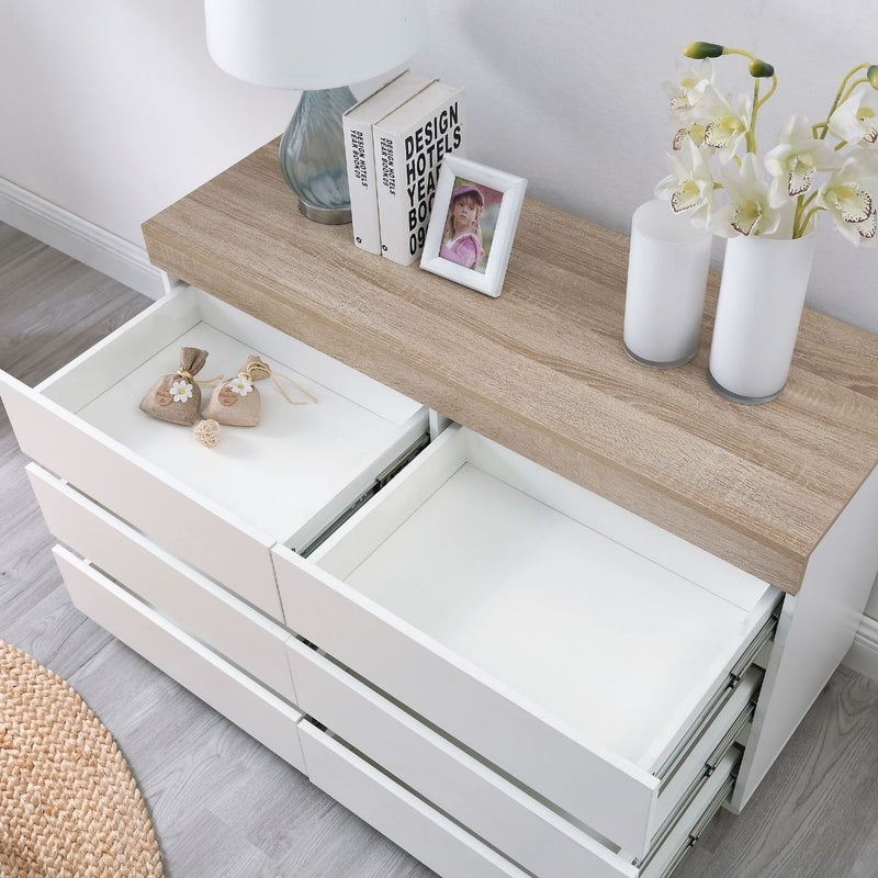 Ashley Coastal White Wooden Chest of 6 Drawers