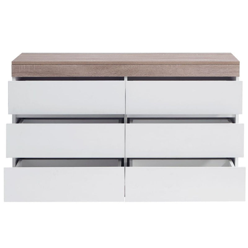 Ashley Coastal White Wooden Chest of 6 Drawers