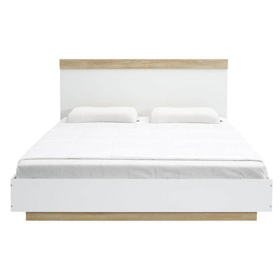 Aiden Industrial Contemporary White Oak Bed Frame - Double