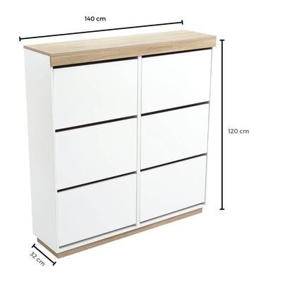 Aiden Coastal White Oak Large Shoe Cabinet