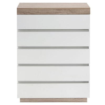 Ashley Coastal White Wooden Chest of 5 Drawers Tallboy