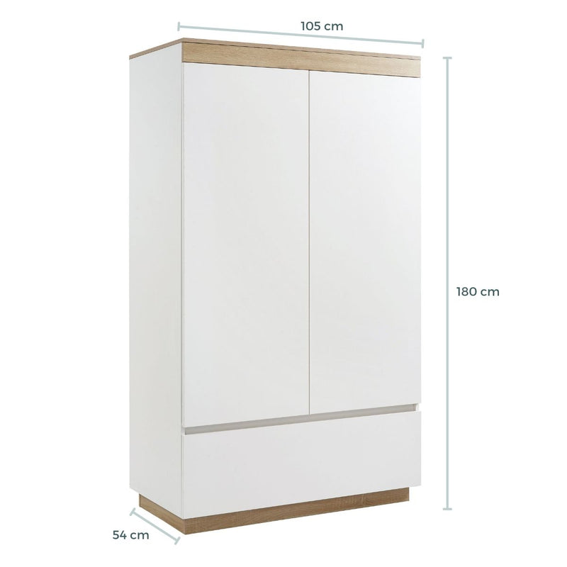 Aiden Industrial Contemporary White Oak Wardrobe