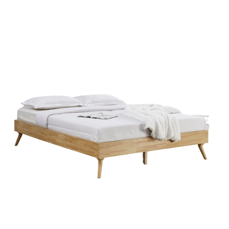 Natural Oak Ensemble Bed Frame Wooden Slat Double