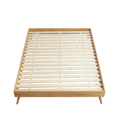 Natural Oak Ensemble Bed Frame Wooden Slat Double