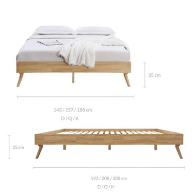 Natural Oak Ensemble Bed Frame Wooden Slat Double