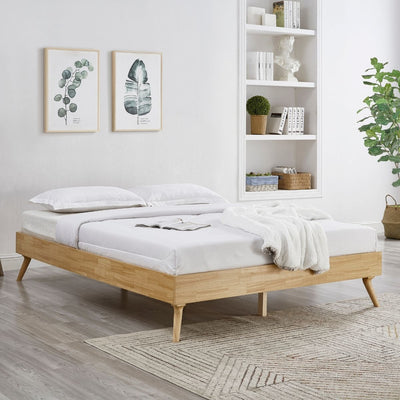 Natural Oak Ensemble Bed Frame Wooden Slat King