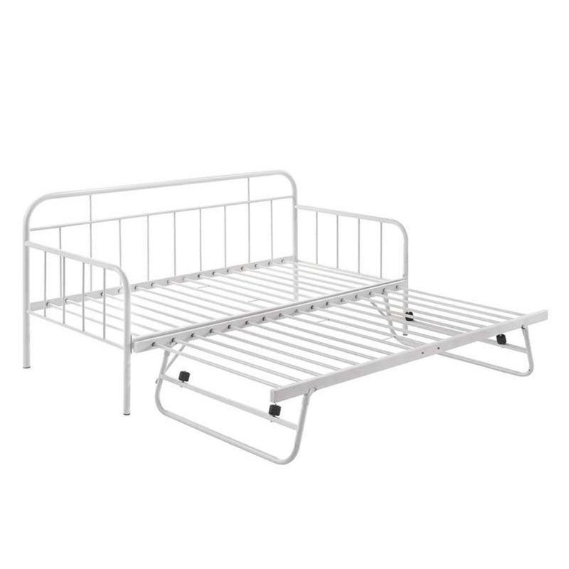 Metal Daybed Pop Up Trundle Sofa Bed Frame Single Size White