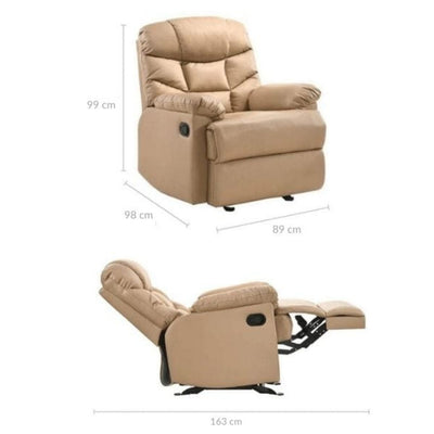 Leather Rocking Recliner Chair Armchair Swing Gliding Beige