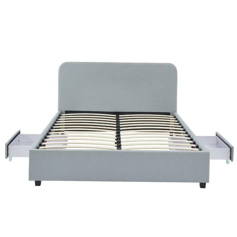 Kevin Charcoal Grey Storage Bed with 2 Drawers in King