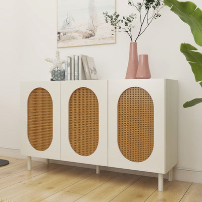 Kailua 3 Door Rattan Sideboard in White