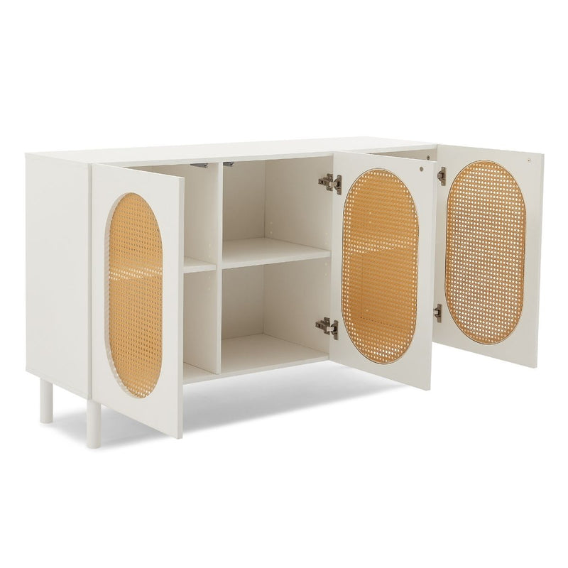 Kailua 3 Door Rattan Sideboard in White