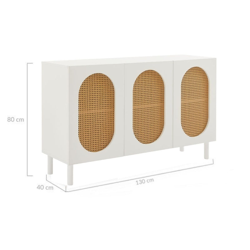 Kailua 3 Door Rattan Sideboard in White