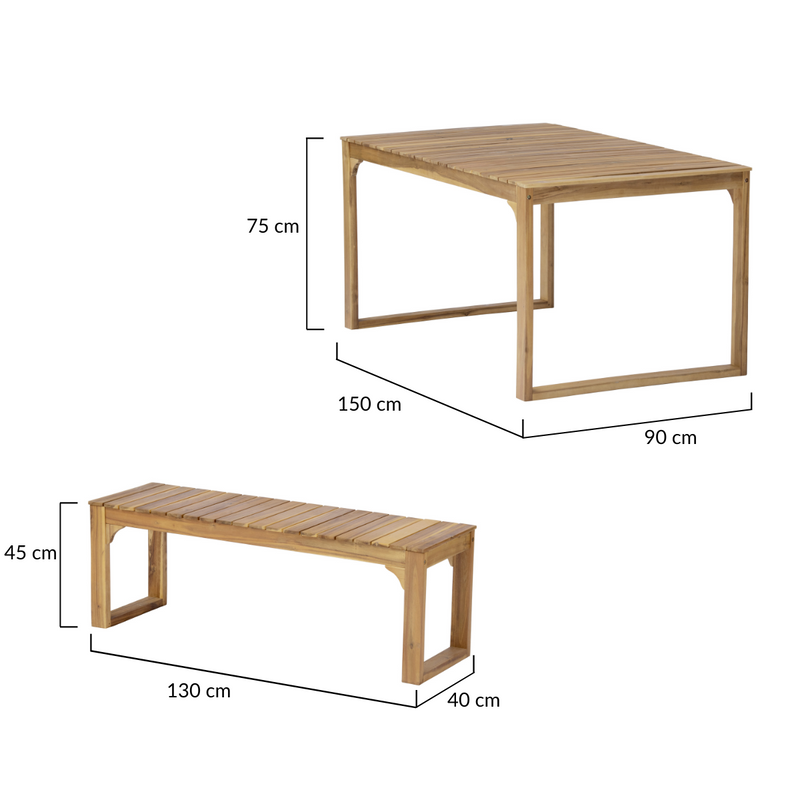 Luke 3 Piece Outdoor Wooden Dining Set