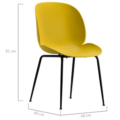 Meryll Yellow Curvy Beetle Dining Chair Set of 2