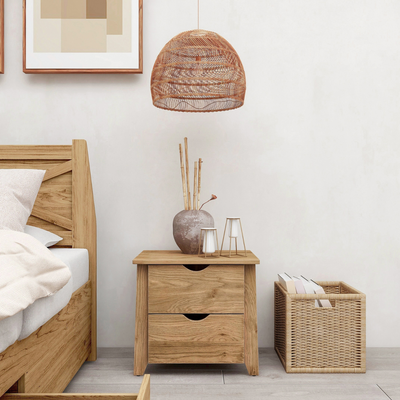 Mica Wooden Bedside Table with 2 Drawers