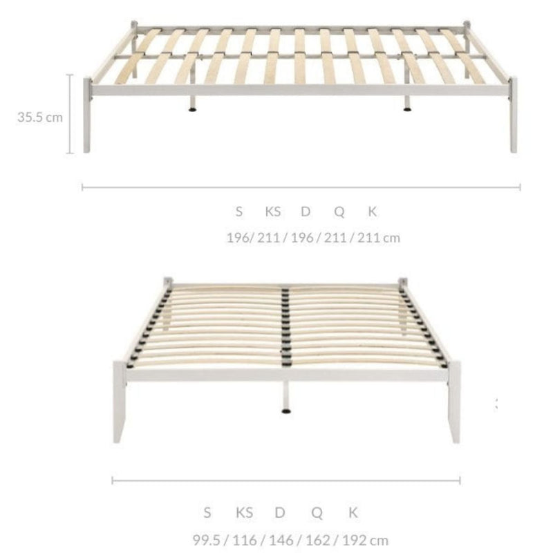 Metal Bed Base Frame Platform Foundation White - King Single