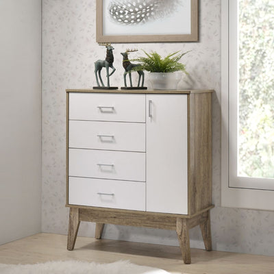 Tallboy 4 Chest of Drawers with Door Cabinet Storage Shelf