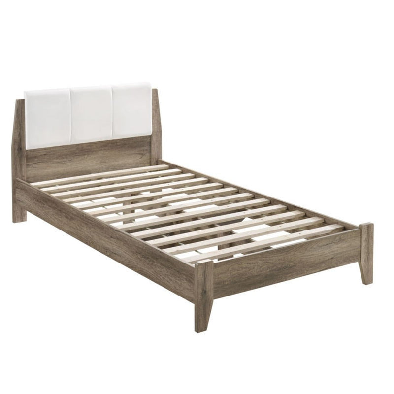 Wooden Bed Frame with Leather Upholstered Bed Head Size King