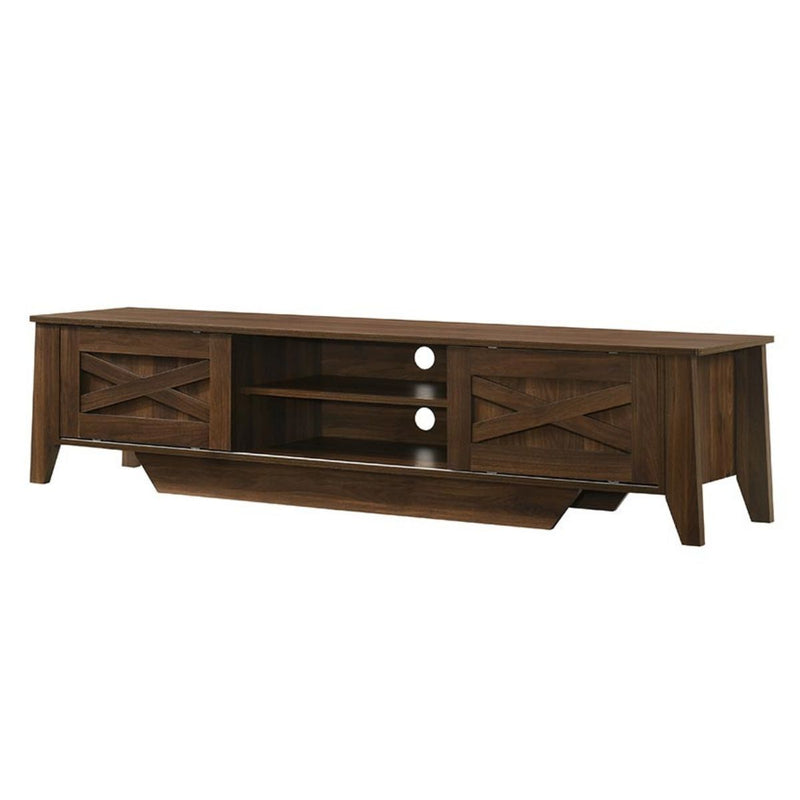 Industrial Style 180cm TV Stand Cabinet Entertainment Unit Dark Wood Lowline Sliding Door