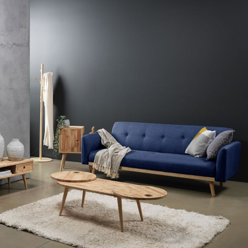 Nicholas 3-Seater Blue Foldable Sofa Bed