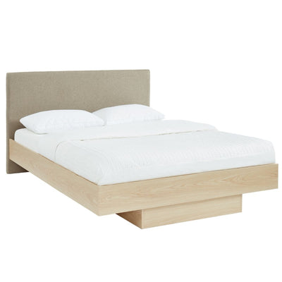 Wooden Floating Bed Frame King Natural Oak