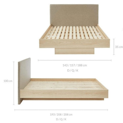 Wooden Floating Bed Frame King Natural Oak