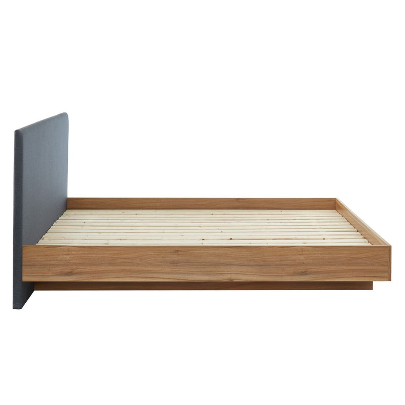 Walnut Oak Wood Floating Bed Frame King