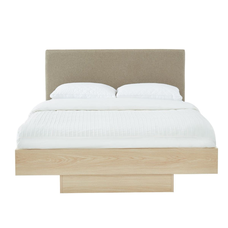 Natural Oak Wood Floating Bed Frame King