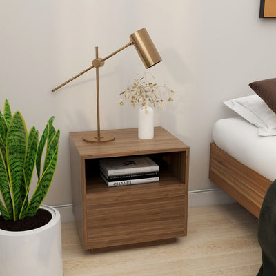 Nola Japandi Style Bedside Table in Walnut