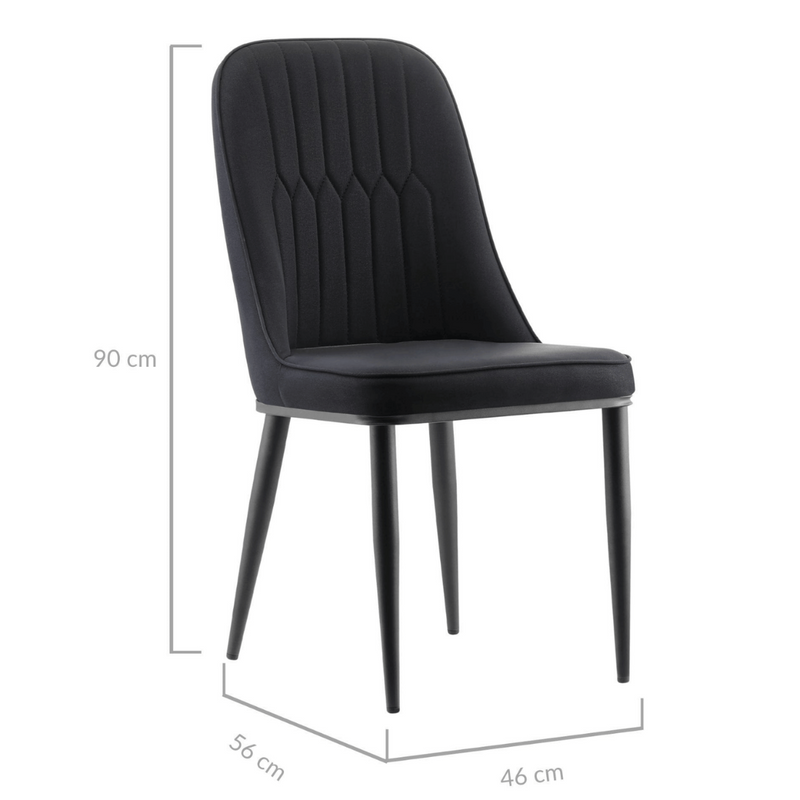 Stan Black Elegant Classic Design Dining Chair Set of 2