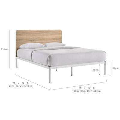 Chesca Bed Frame Modern White Metal & Wood Double