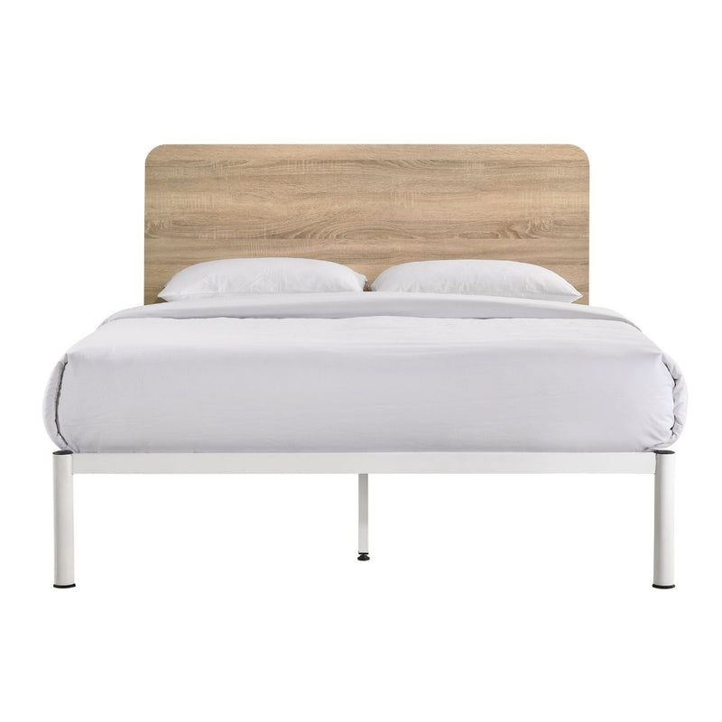 Chesca Bed Frame Modern White Metal & Wood King